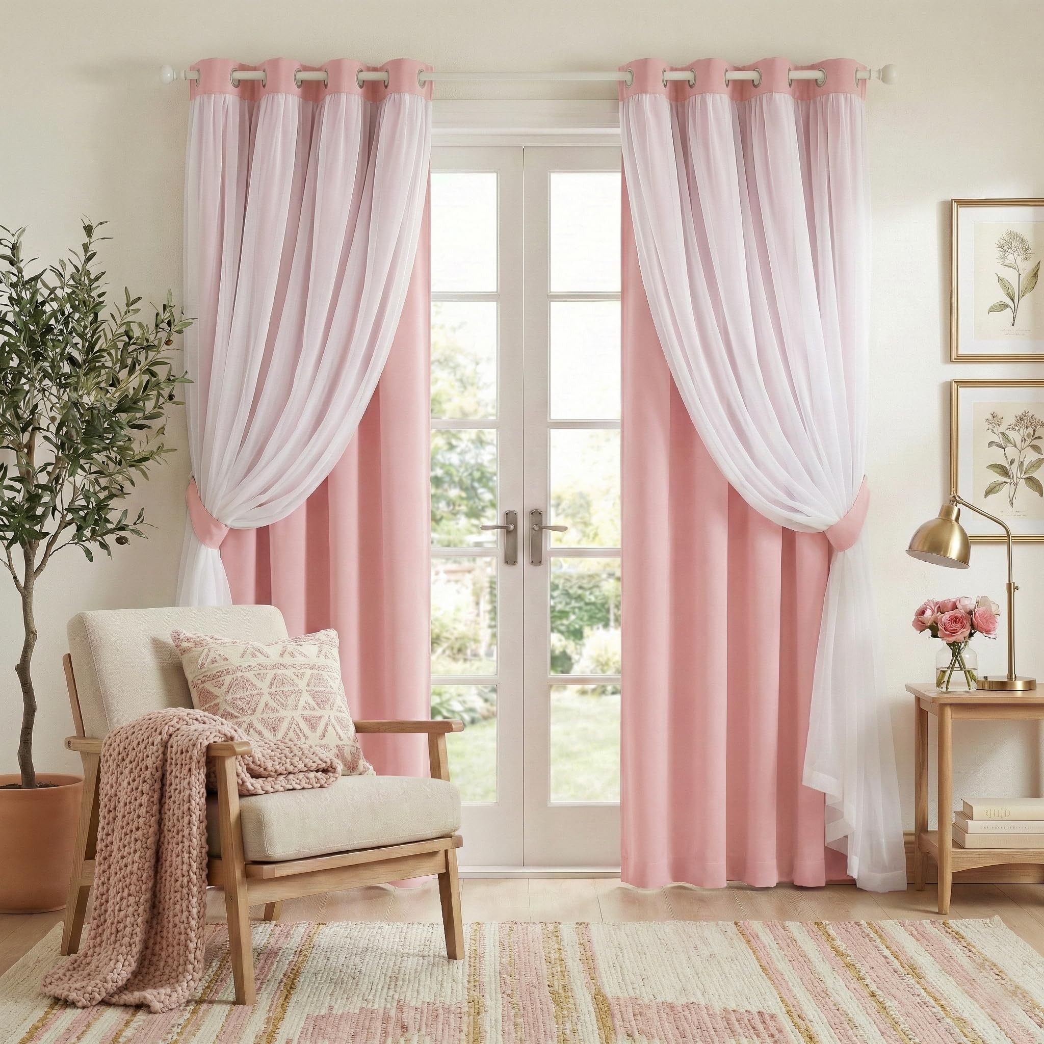 PONY DANCE Nursery Curtains Pink, 52 x 84 inches, Rose Blush, 2 Panels