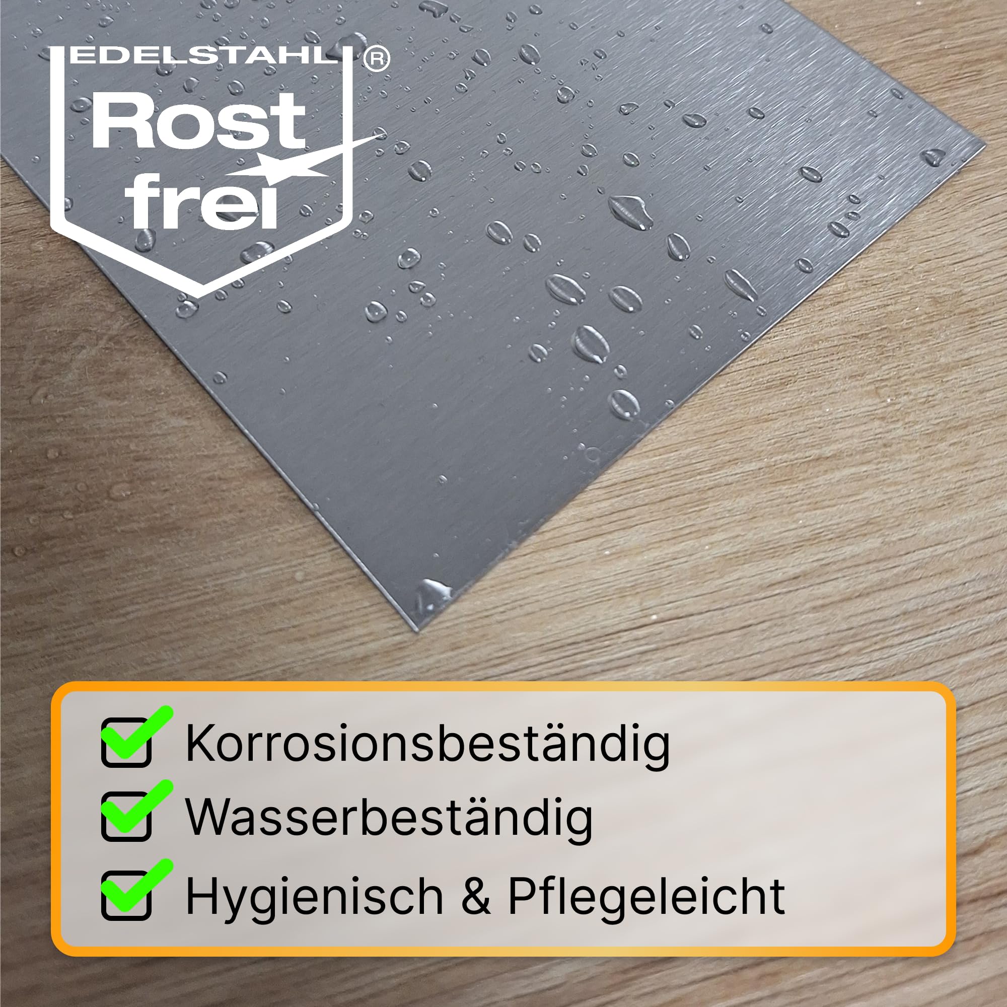 V2A Edelstahl-Blech 70 x 70 cm - 1 mm dick, geschliffen
