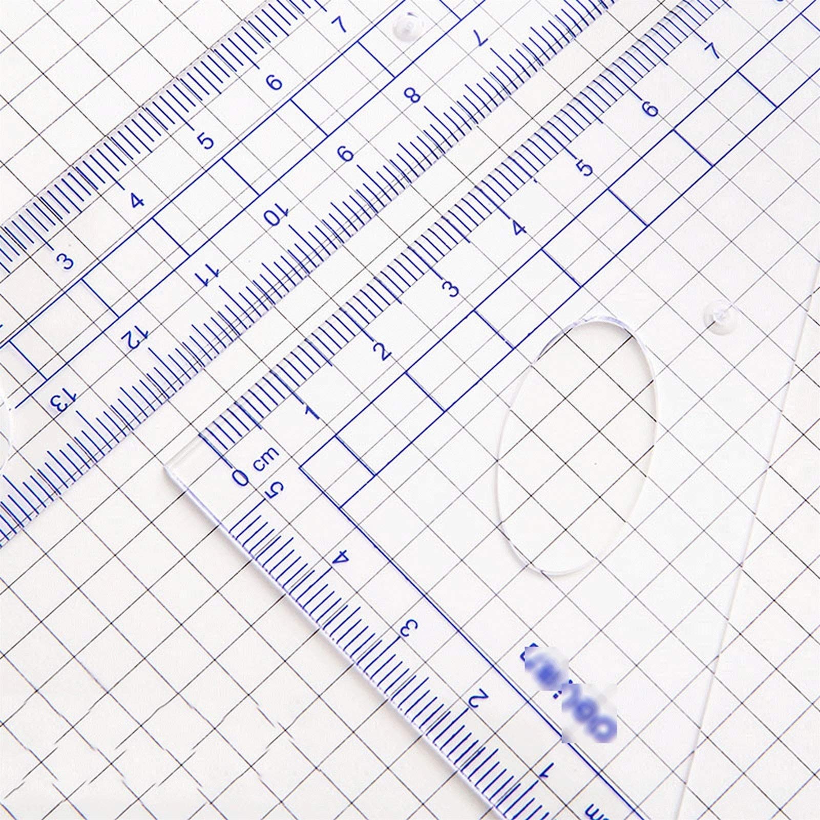 Kreis-Zeichenwerkzeug-Set, Geometrie-Zirkel-Set, inklusive Linealen, Winkelmesser, Dreieckslineal for technische Zeichnungen, 5-teilig