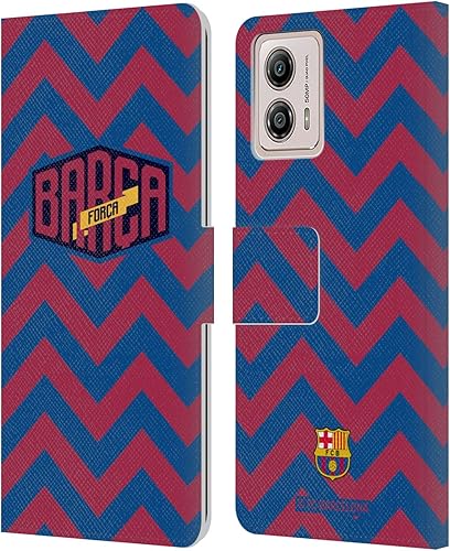 Head Case Designs Officially Licensed FC Barcelona Zigzag Forca Barca Leather Book Wallet Case Cover Compatible with Motorola Moto G53 5G