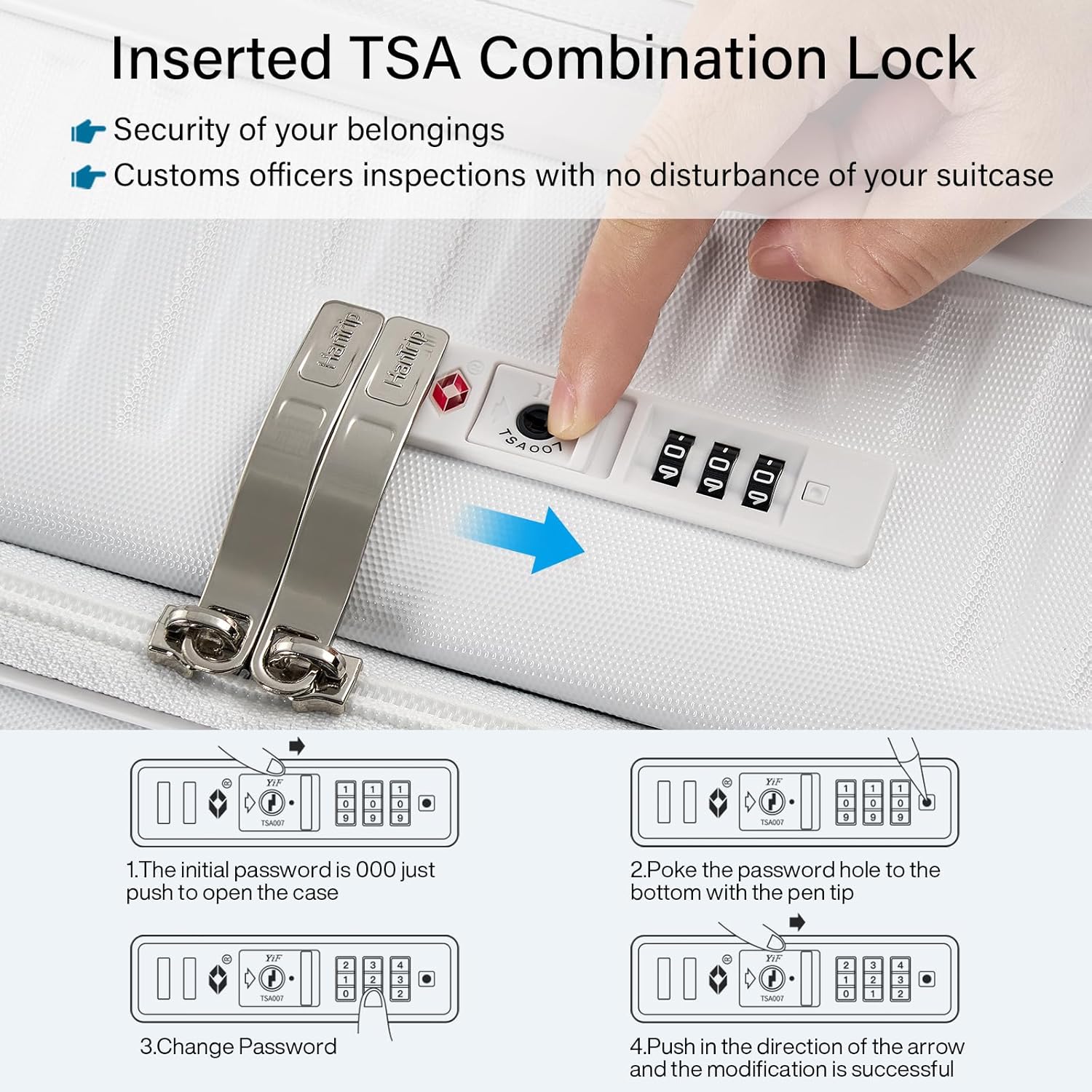 20 Inch Carry on Luggage 22x14x9 Airline Approved Hard Shell Suitcases with Wheels, Top Opening Expandable Carry on Luggage with Cup Holder Small Rolling Suitcase with Lock, White - Image 7