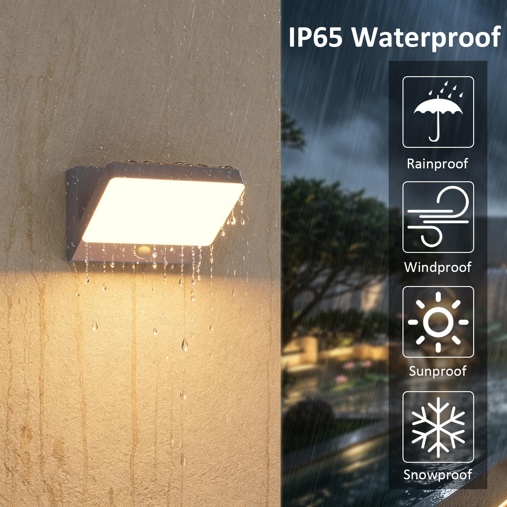 30W LED Applique Murale Anthracite avec Détecteur de Mouvement