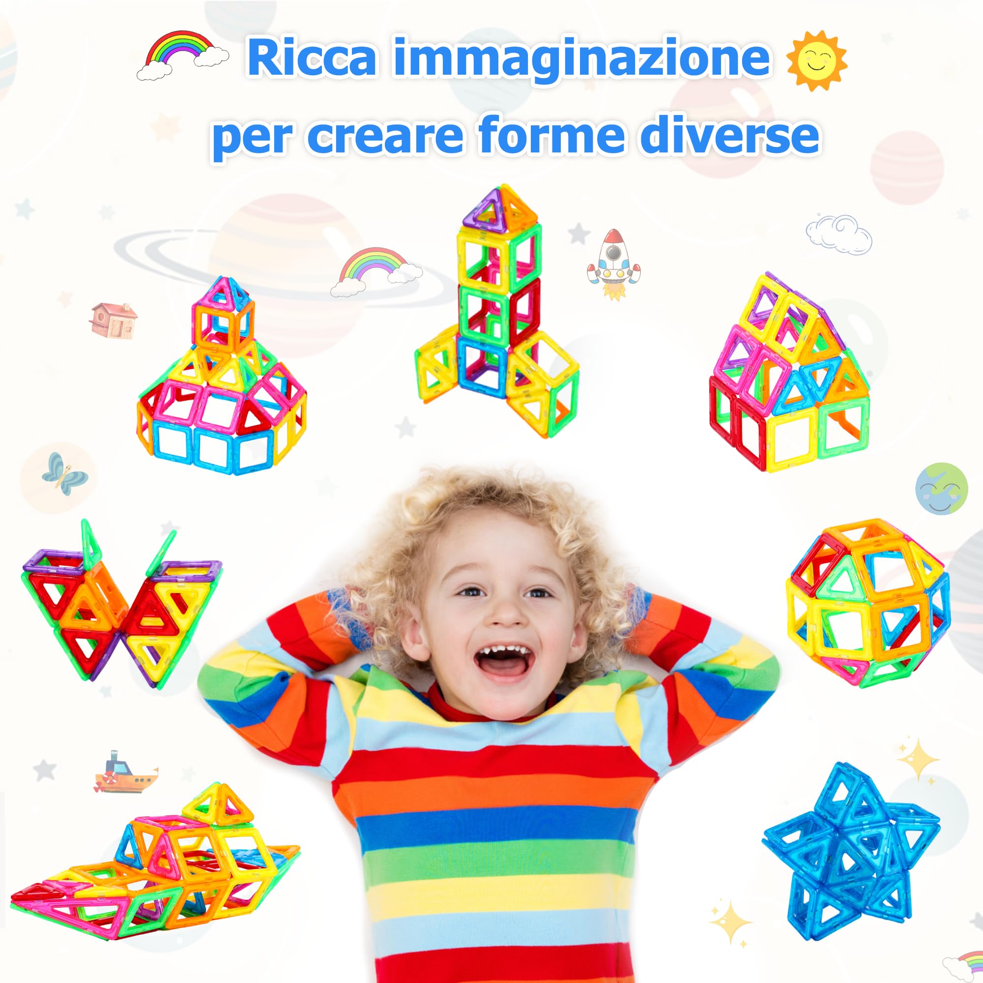 NorthBeland 71 Pezzi Costruzioni Magnetici per Bambini, Giochi Magnetici per Bambini, Natale Compleanno Regalo Bimbo 3 4 5 6 7 8 Anni