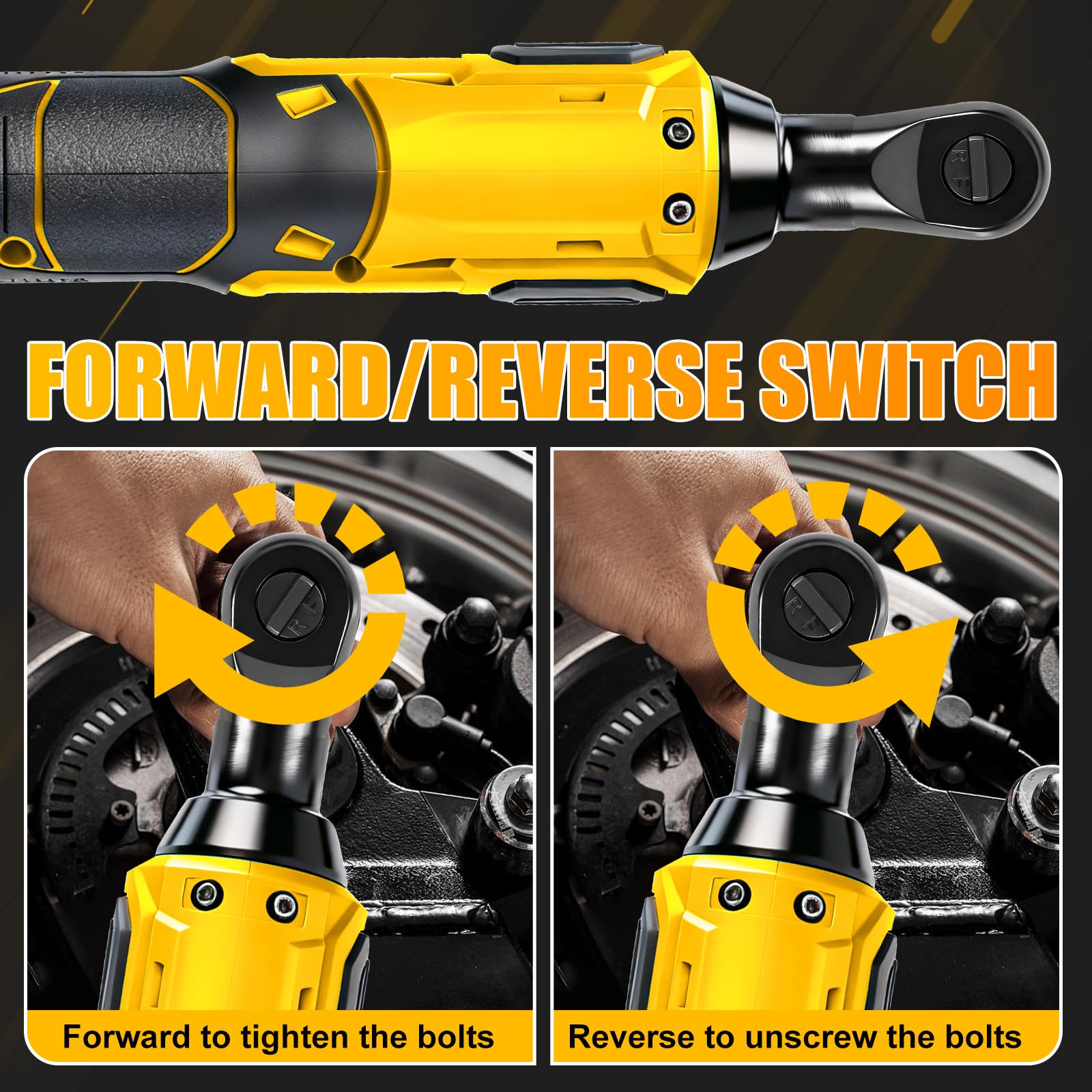 Chiave a cricchetto a batteria da 3/8", compatibile con batteria Dewalt da 20 V (senza batteria), 80 Nm, cricchetto elettrico brushless con adattatore da 1/4", asta di prolunga e 7 bussole