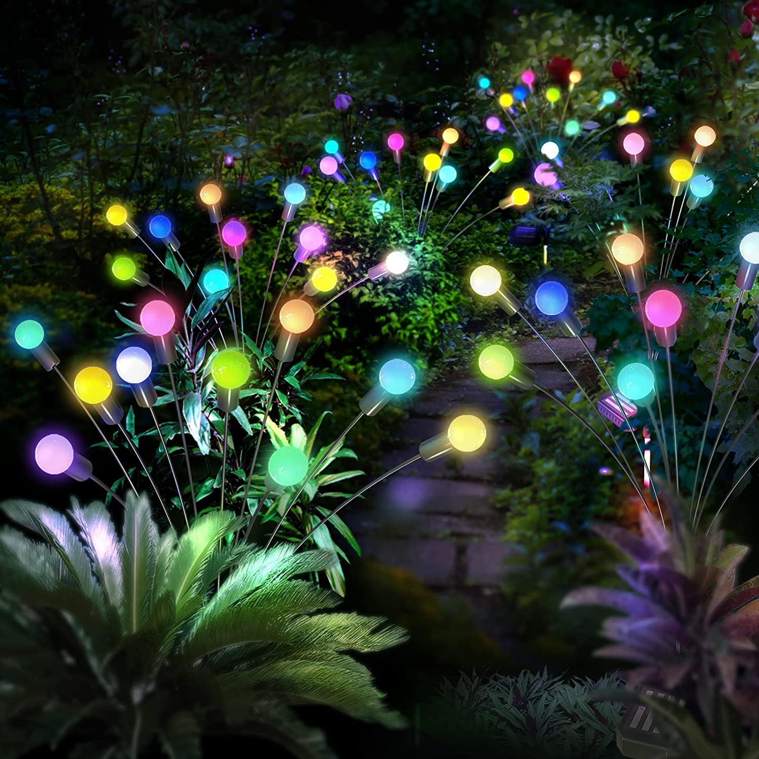 Gartenleuchten Solar Glühwürmchen Leuchte 4 Stück mit 40 Kugeln,Solarleuchten für Außen Garten,Solarlampen mit Farbiges Licht für Wege Rasenflächen Gartendeko Weihnachtsdeko
