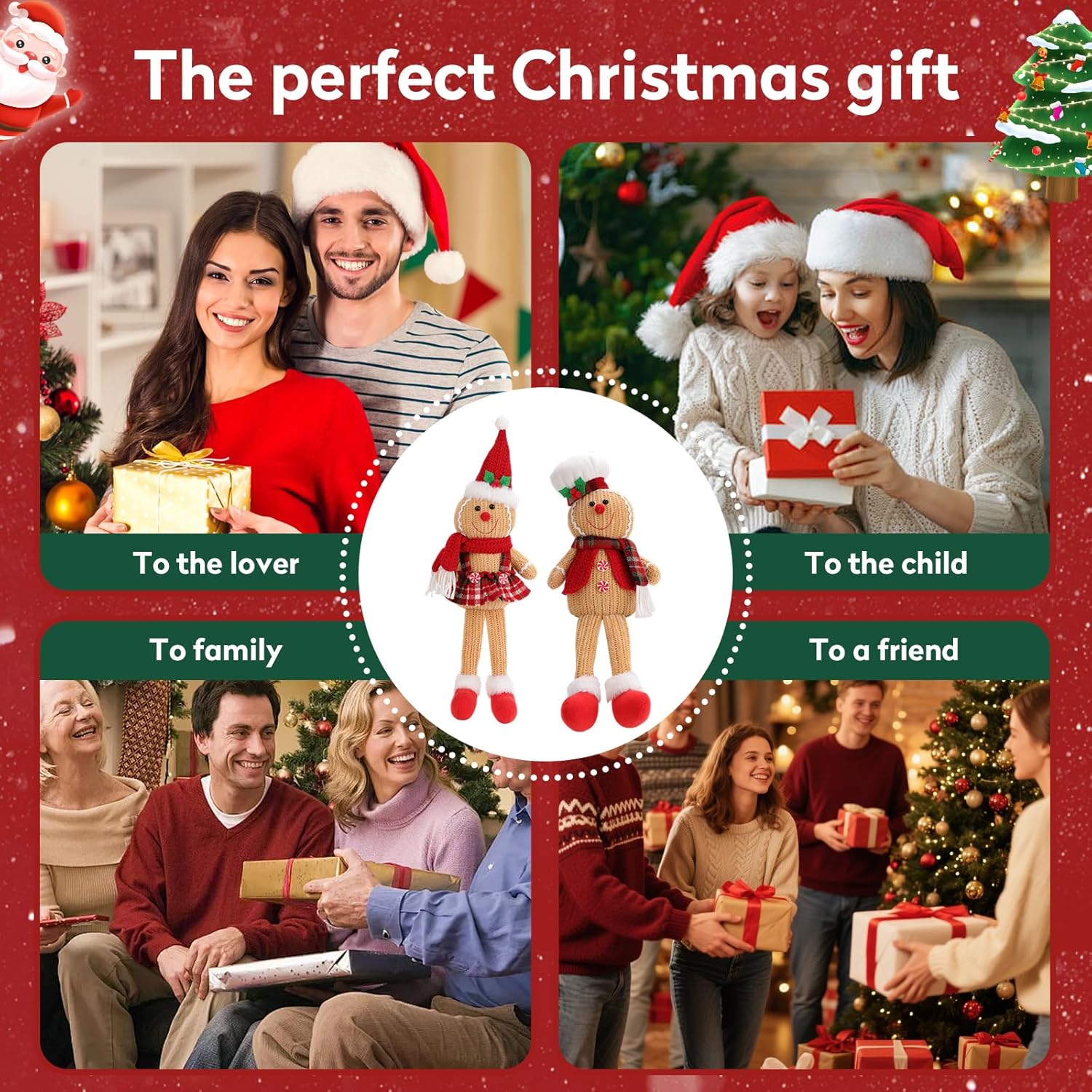 15Inch Large Size Gingerbread Man Plush,Gingerbread Christmas Decorations Gifts,Christmas Decorations Indoor for Christmas Ornament Soft Door Window Table Tree Holiday Xmas Season Decor - Image 6