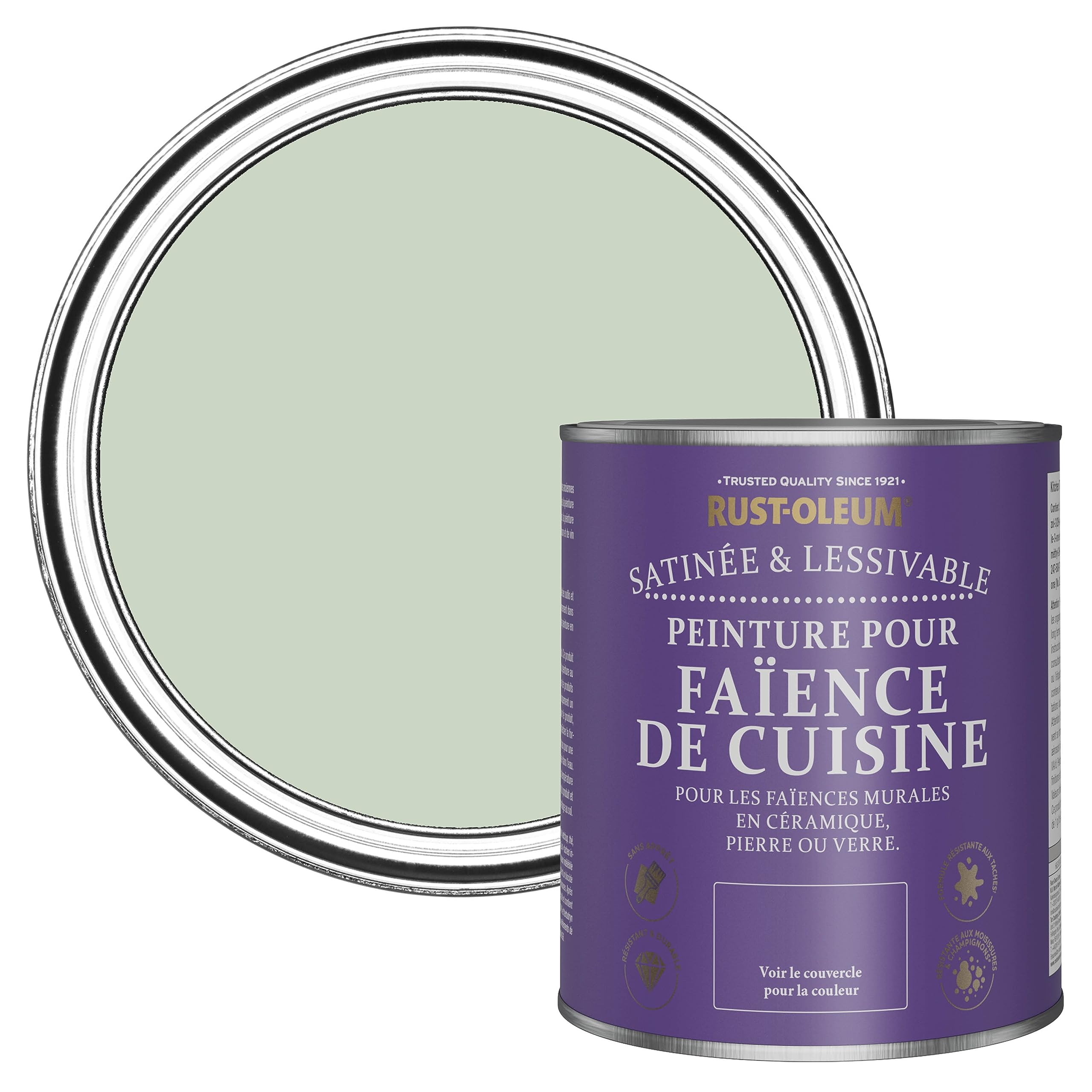 Rust-Oleum Peinture Verte Résistante à l'eau pour Faïence de Cuisine, Finition Satinée - Vert Laurier 750ml