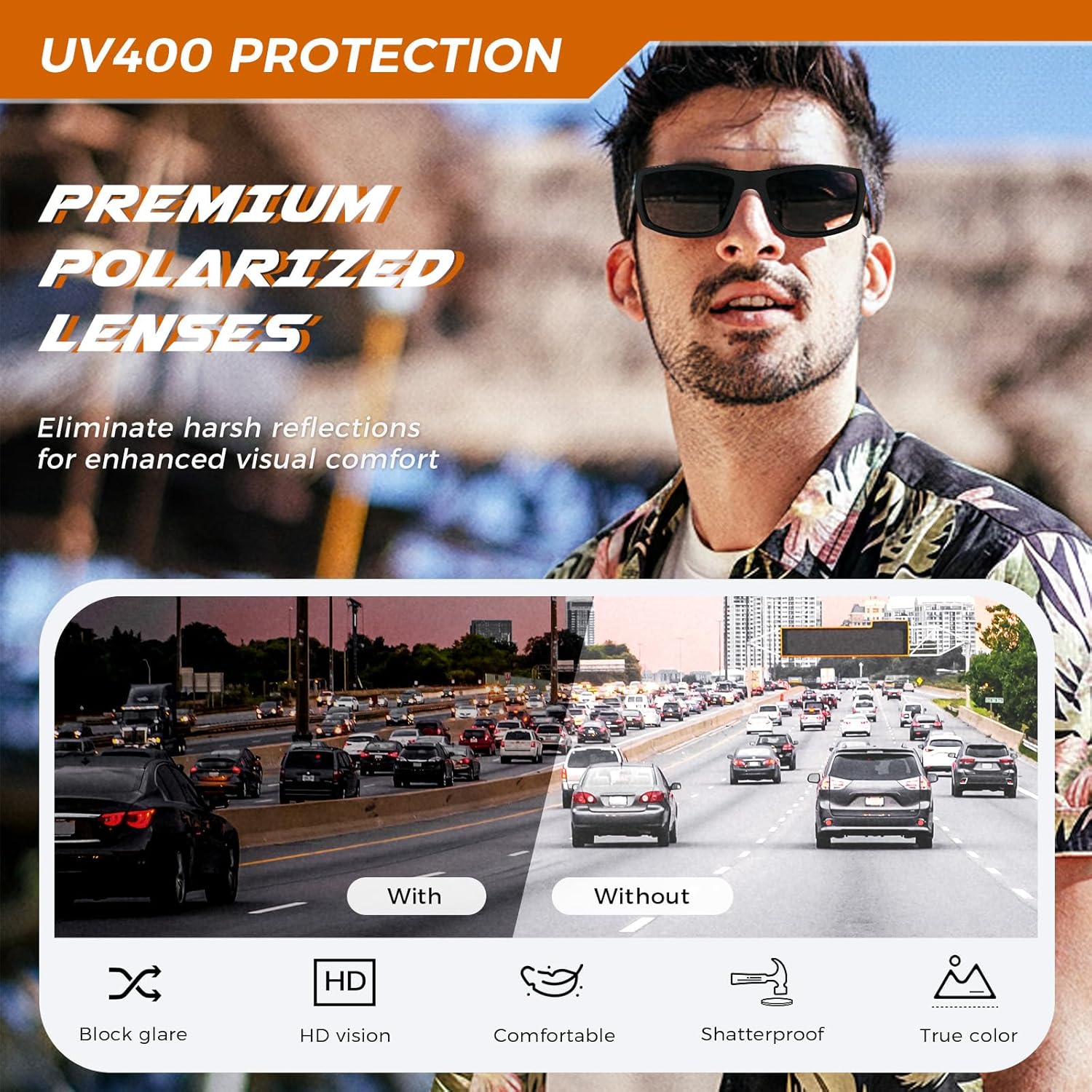 SUNGAIT Classic Rectangle Polarized Sunglasses for Men Womens UV400 Lightweight Cycling Running - Image 3