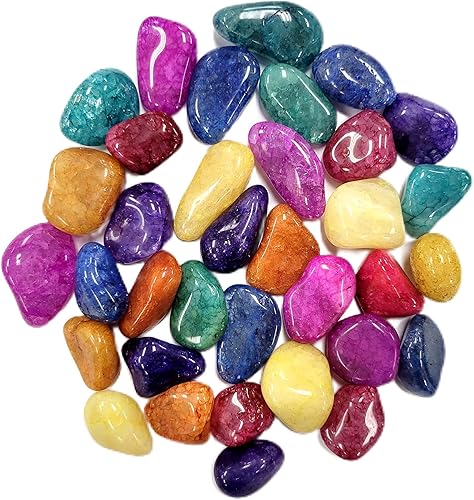 Piedras de cristal de cuarzo agrietado pulidas y pulidas de 12 libra, grandes piedras preciosas decorativas coloridas, cristales a granel para