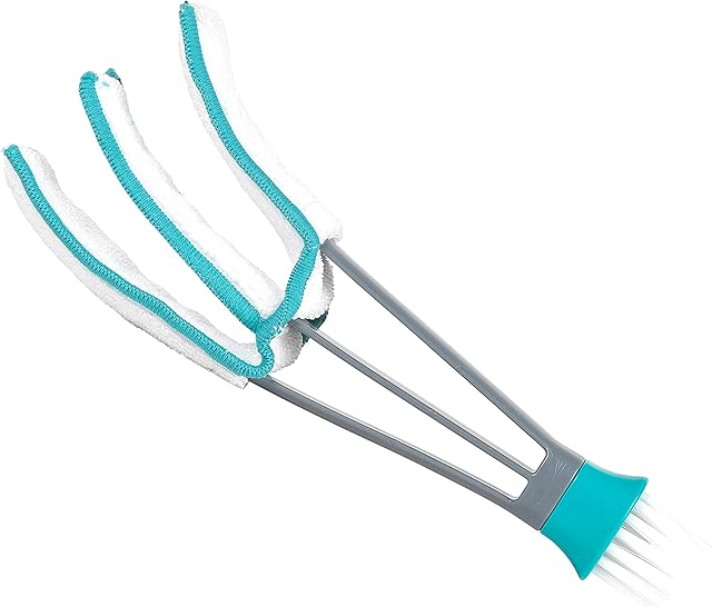 Beldray LA077813EU7 Blind Cleaner, Venetian Blinds Cleaning Tool, Dusting Mitt Cloths With Brush, For Wooden, Plastic Shutters, Machine Washable Microfiber Pads, Refill Head Included, Use Damp Or Dry
