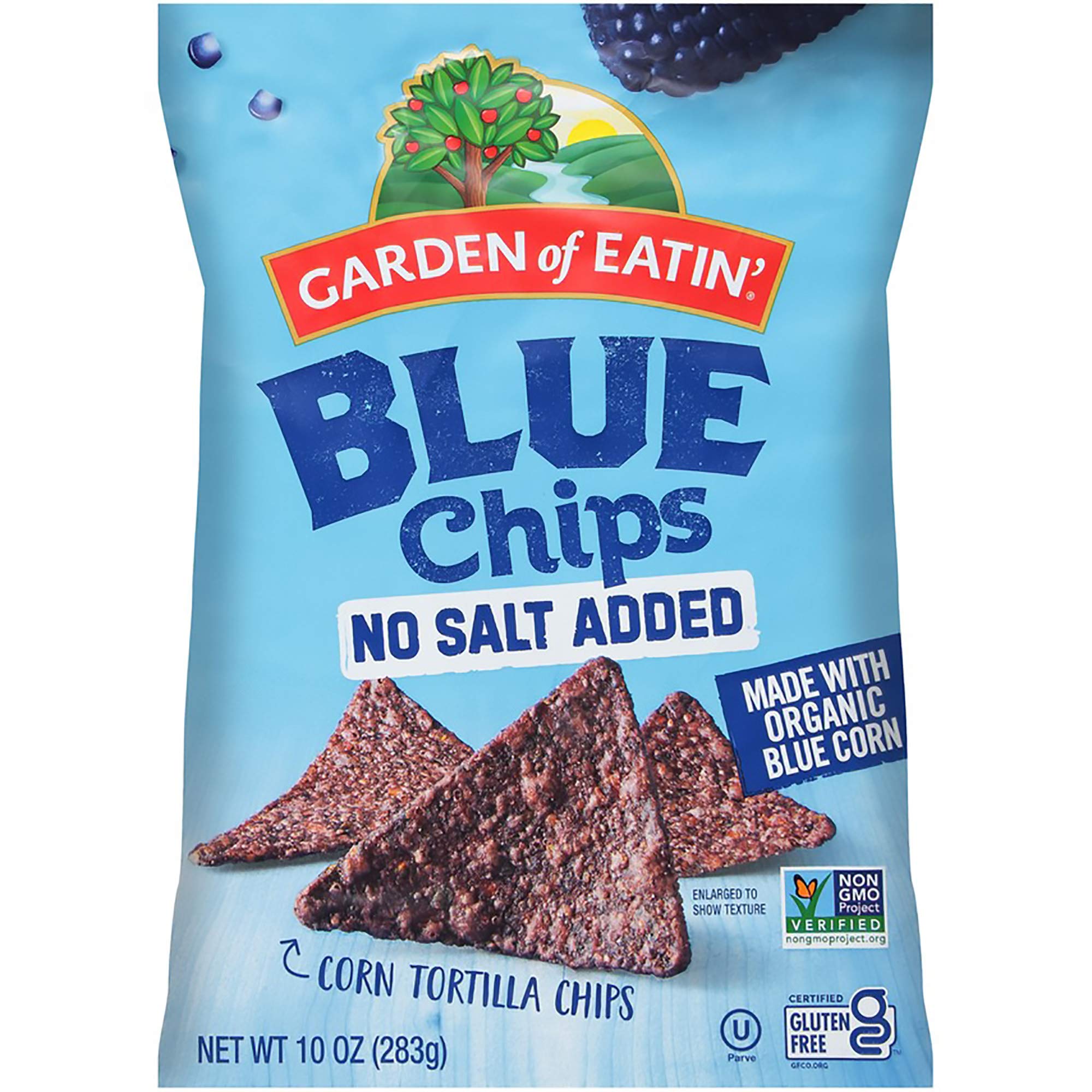 Garden of Eatin' Tortilla Chips, Blues, No Salt Added, 10 Oz