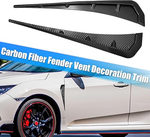 Miniatura 3 de X AUTOHAUX Par de guardabarros de coche Ventilación lateral de fibra de carbono Flujo de aire Fender ABS Car Body Side Vent Fender Rejilla Spoiler