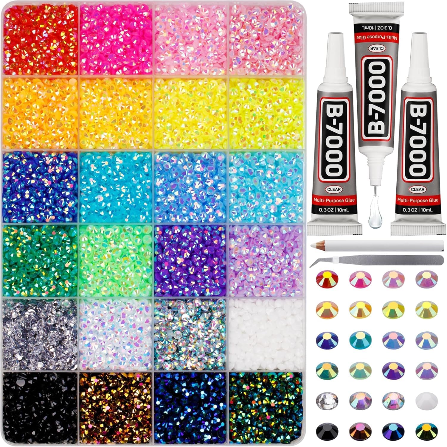 Colorful Flatback Rhinestones 4mm Bedazzling Kit | Rainbow Crystal Gems for Clothes, Nails, Crafts & Fashion Accessories-image-44