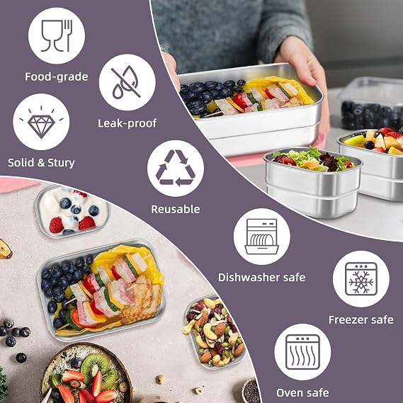 HaWare Stainless Steel Lunch Box for Kids, 8oz*2+25oz