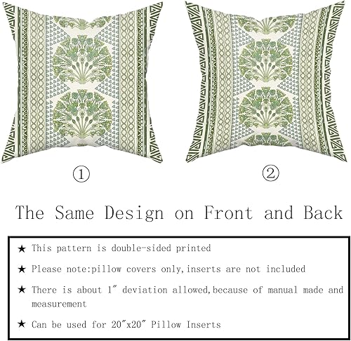 Miniatura 3 de Sweetshow Juego de 2 fundas de almohada de flores verdes salvia, diseño geométrico de verano, 20 x 20 pulgadas, diseño floral de primavera (BZ)