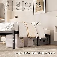 Vista 3 de Marco de cama de 14 pulgadas, tamaño individual, marco de cama individual de metal resistente, no necesita somier, marcos de cama de plataforma