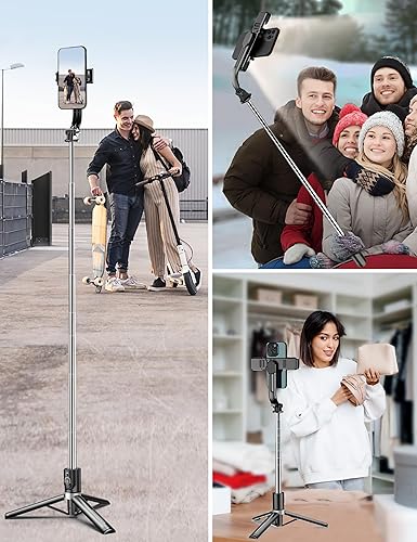 Miniatura 8 de Trípode selfie stick de 45 pulgadas con 2 luces, trípode extensible 5 en 1 para teléfono selfie, palos portátiles para selfie con control remoto