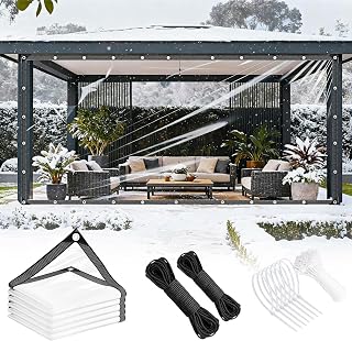 Clear Tarps Heavy Duty Waterproof 3x6ft Thickened 14 Mil Clear Tarps with Grommets Tear Resistant PVC Vinyl Reinforced Edges for Small Patio Porch and Outdoor Greenhouse Plant Cover