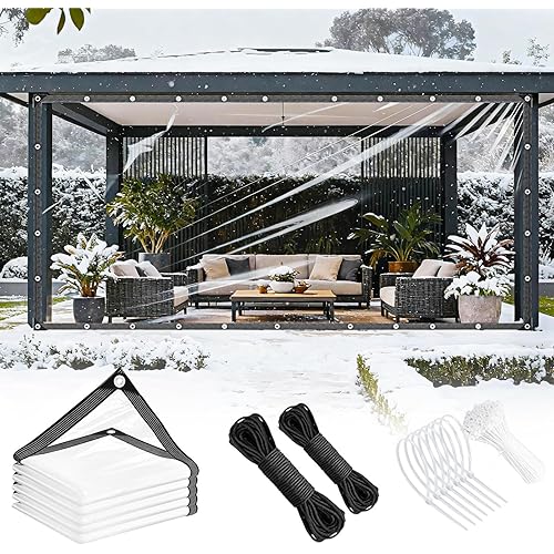 Clear Tarps Heavy Duty Waterproof 3x6ft Thickened 14 Mil Clear Tarps with Grommets Tear Resistant PVC Vinyl Reinforced Edges for Small Patio Porch and Outdoor Greenhouse Plant Cover