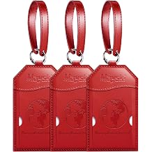 Mayski 3 Pack Luggage Tags for Suitcases Bag Tag, Red Global