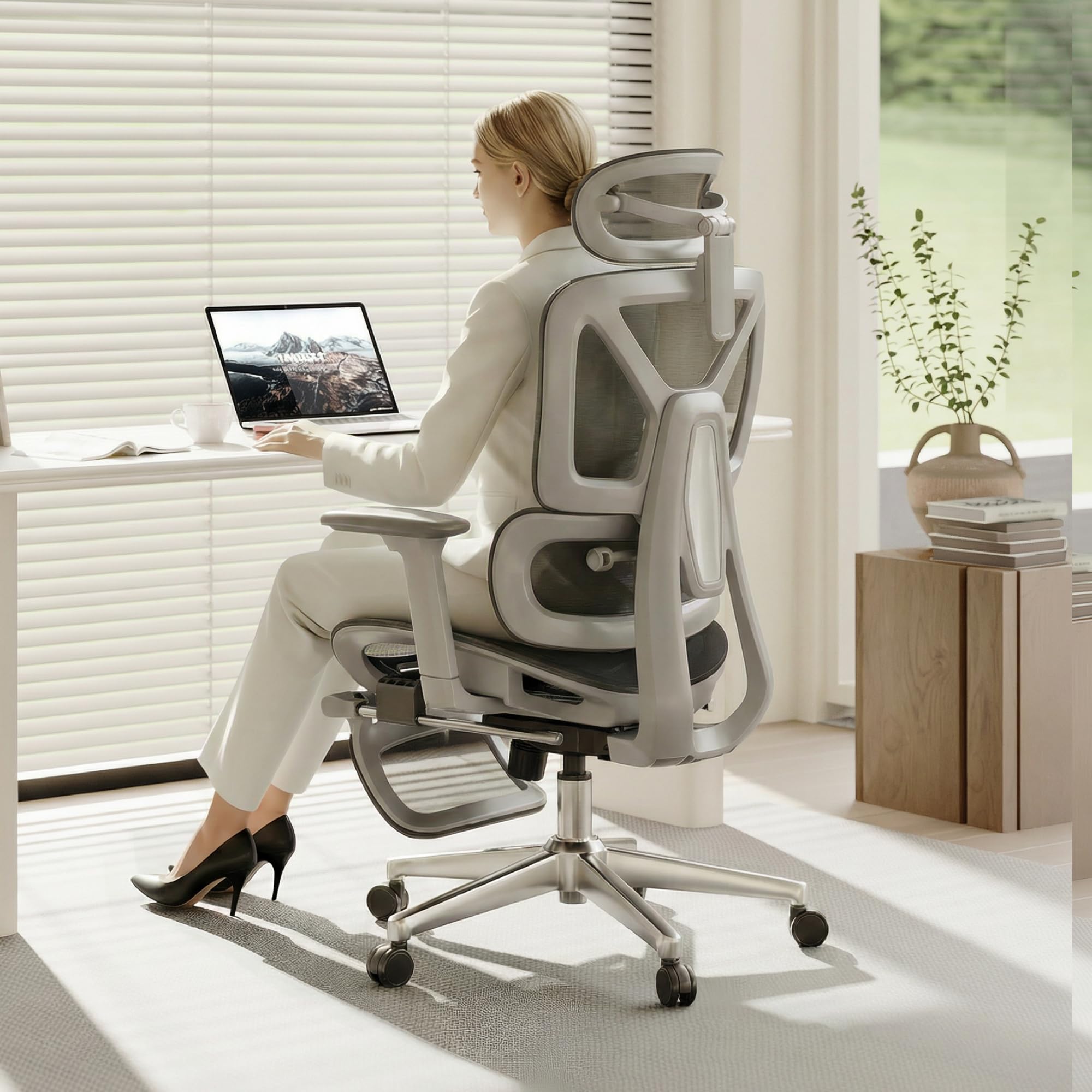 FLEXISPOT ErgoX ergonomic office chair in light grey