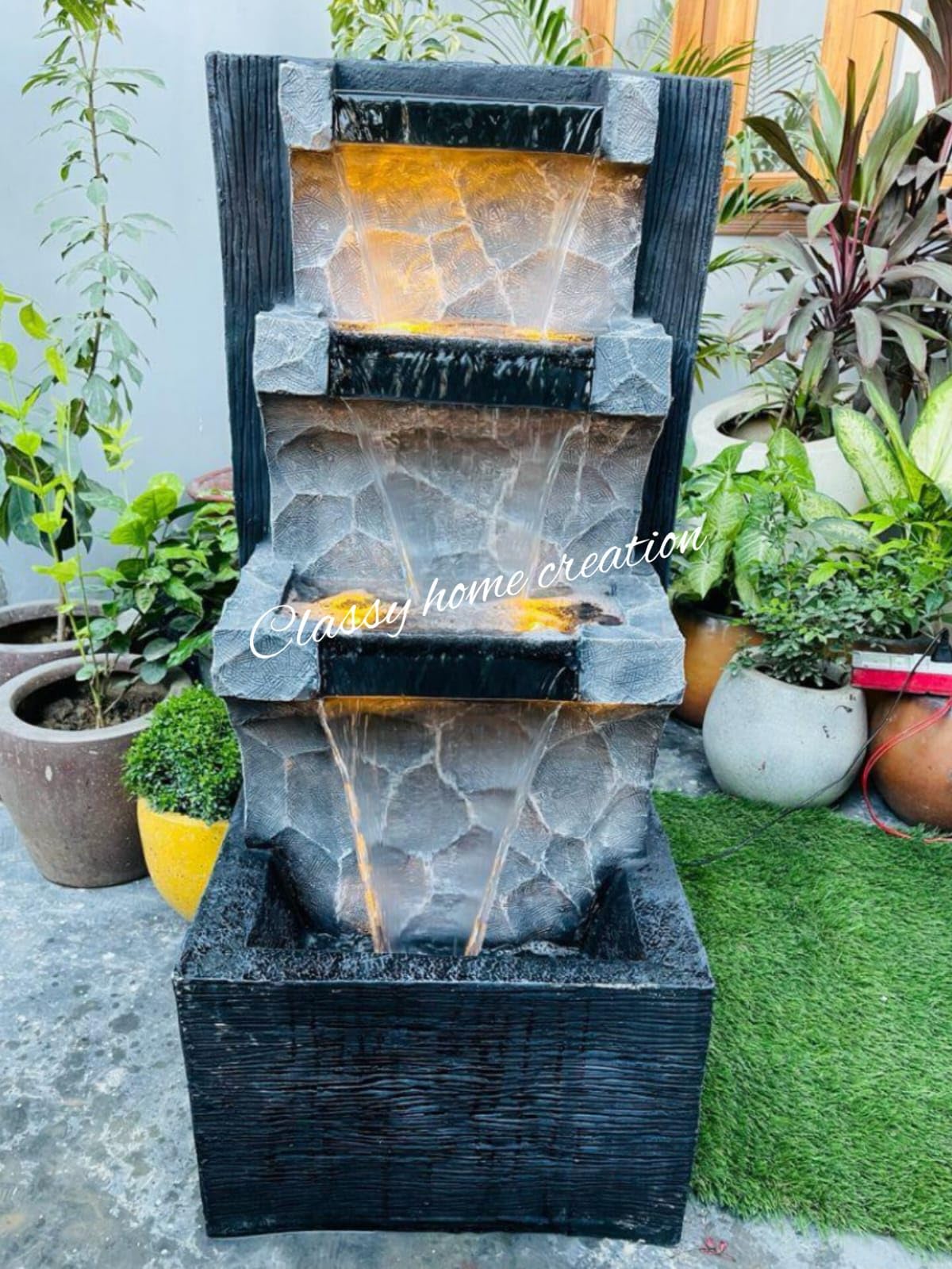 Classy Home Creation Indoor/Outdoor Fiber Step Water Fountain - 3.5 ft for Home, Office, Living Room, Garden Decor-image-10