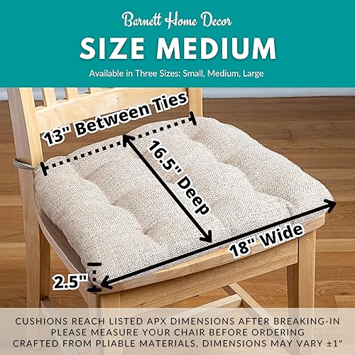 Miniatura 3 de Barnett Home Decor Brisbane - Cojines naturales para sillas de comedor con lazos, tamaño extra grande 18, relleno de espuma de látex, reversible,