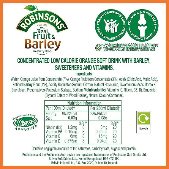 Robinsons Orange Barley Water 3 Pack by Robinsons