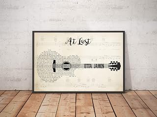 Decor Gift - At Last Song Lyrics Landscape Poster Guitar Wall Art Print (17" x 11")