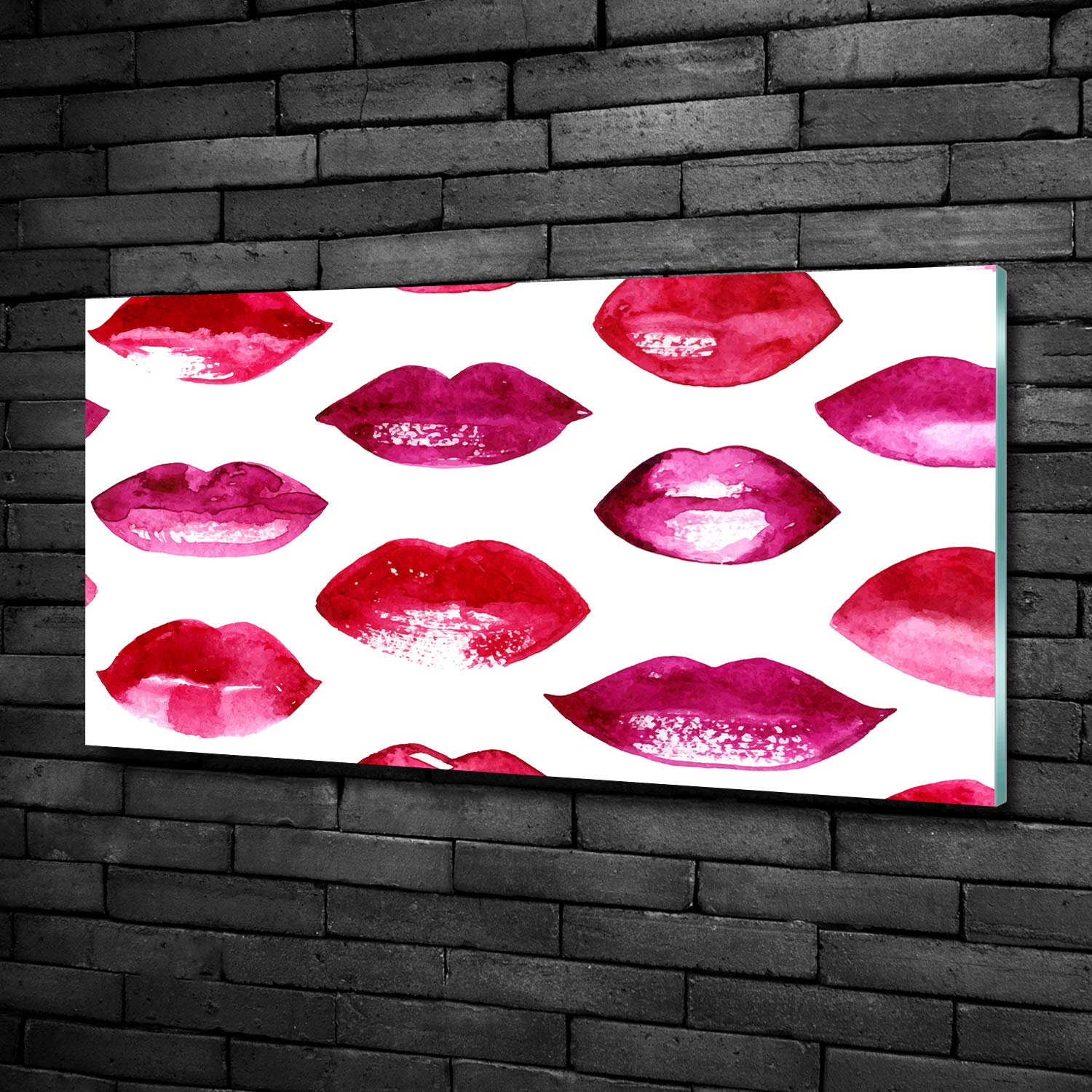 Tulup Impression sur verre100x50 cm Image Tableau Photo décorative panoramique pour la Cuisine et Le Salon - Divers - Lèvres Rouges - Rouge