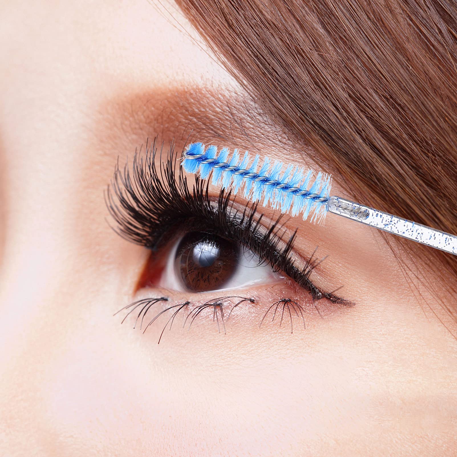 BELLIFFY Sturdy Acrylic Eyelash Brush Keychain Set 4pcs Lash Wand Mascara Tube Makeup Brush for Lashes