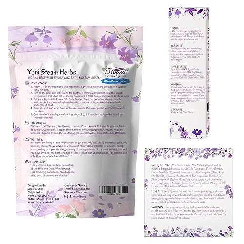 Miniatura 9 de FIVONA Yoni Care Kit 3 en 1  Aceite vaginal natural equilibrado con pH de 1.0 fl oz, jabón de hierbas orgánicas de 5.3 onzas, hierbas al vapor Yoni