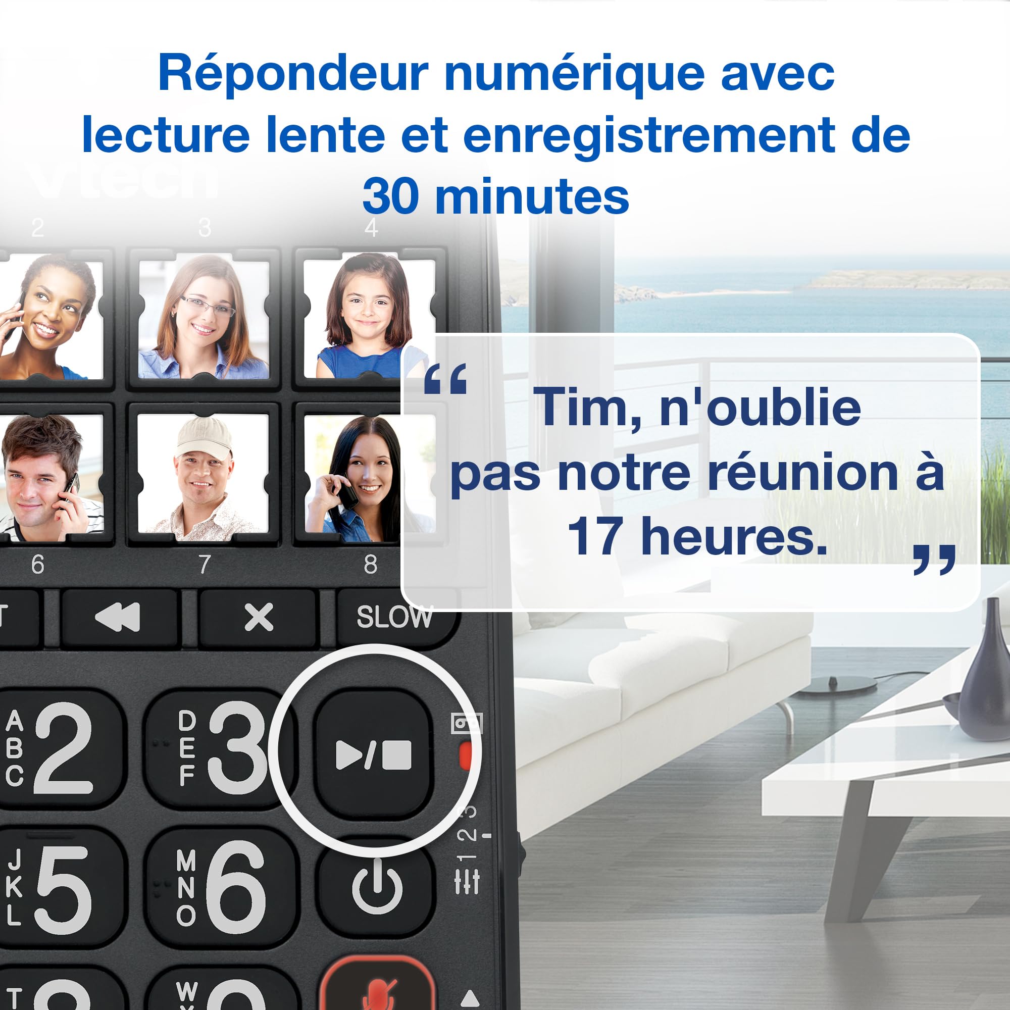 VTech CL6550 téléphone Filaire + téléphone DECT sans Fil,à Grosses Touches,bloqueur d'appels,combiné et Base avec Haut-Parleur,Gros Boutons et Grand écran,Touches de Composition avec Photo