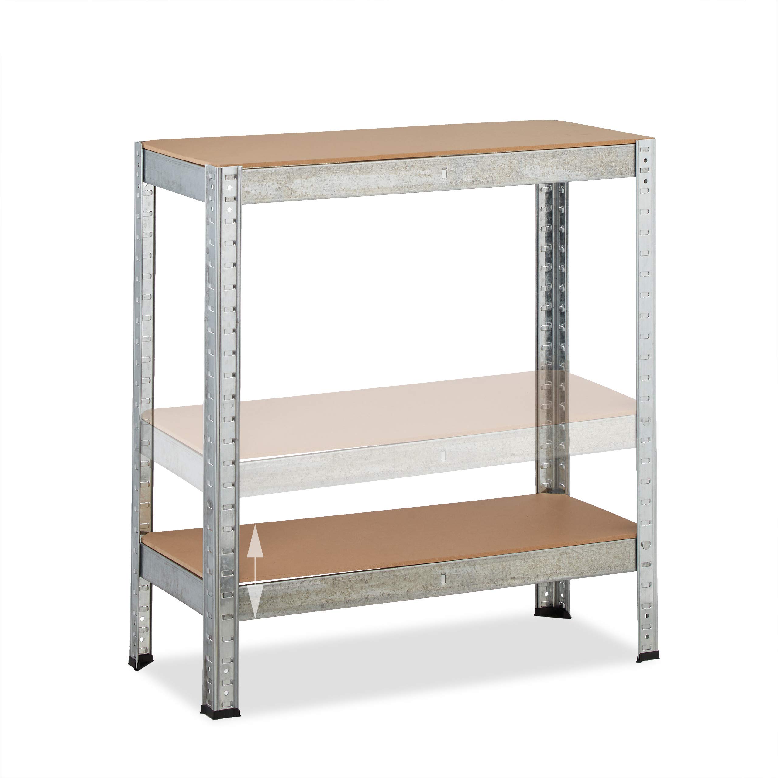 Relaxdays Estantería Metálica, Estante Industrial, Cargas Pesadas hasta 700kg, 4 Baldas, 150x70x30 cm, Garaje, Plateado