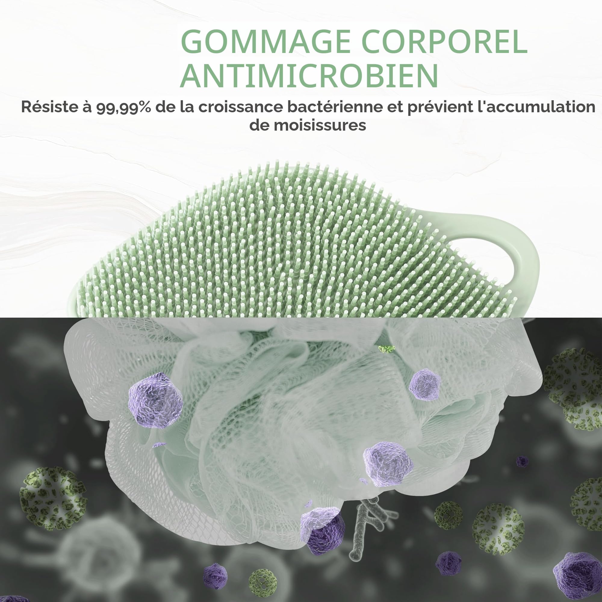 Sndyi Brosse pour le corps en silicone, Exfoliant pour le Corps pour Une Mousse Plus Facile & les Peaux Sensibles, Unique Feuille de Loofah en Silicone, Facile à Nettoyer et Durable, Vert Sapin