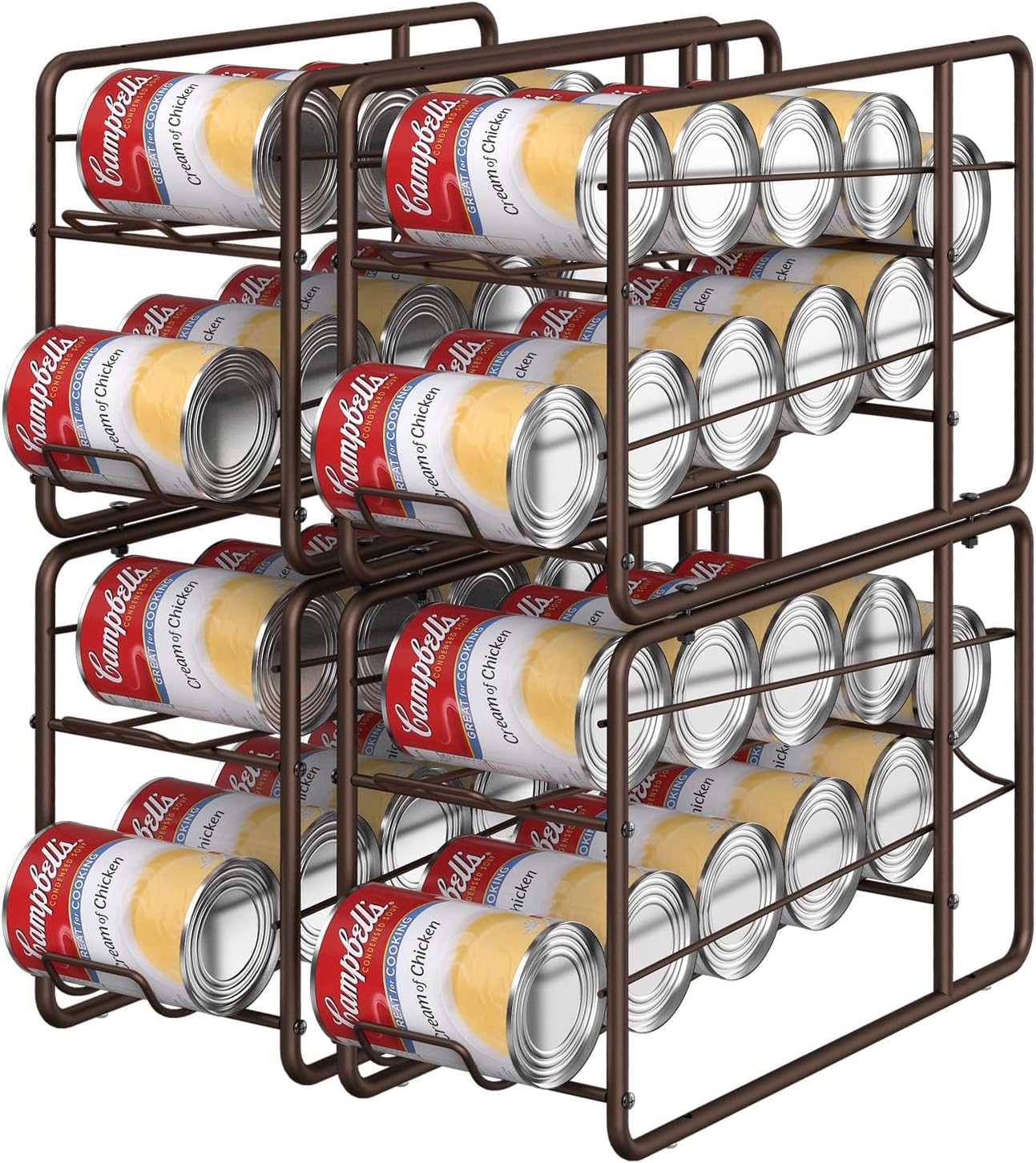 MOOACE Can Organizer for for Pantry, Stackable Soda Can Dispenser Canned Food Storage, Kitchen Cabinet Fridge Beverage Cans Holder, 4 Pack, Bronze