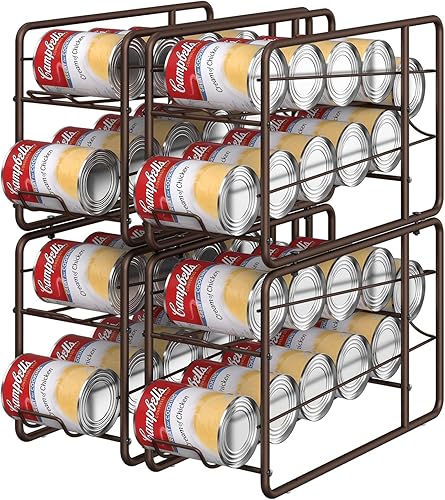 Miniatura 8 de MOOACE Paquete de 4 dispensadores de latas, organizador apilable de almacenamiento de latas para alimentos enlatados, gabinete de cocina, despensa,