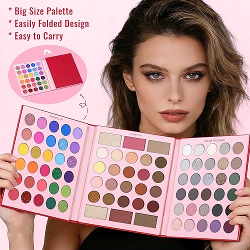 Vista 14 de UCANBE Pretty All Set Paleta de sombra de ojos Set de regalo de vacaciones Pro 86 colores kit de maquillaje mate brillo sombra de ojos resaltadores