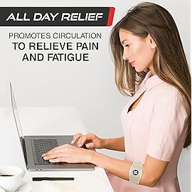 Sleeve Stars Tennis Elbow Brace for Women - Adjustable Tennis Elbow Strap, Golfers Elbow Brace for Men, Counterforce Brace for Tendonitis Relief, Fits 9-23 (Pair/Beige)