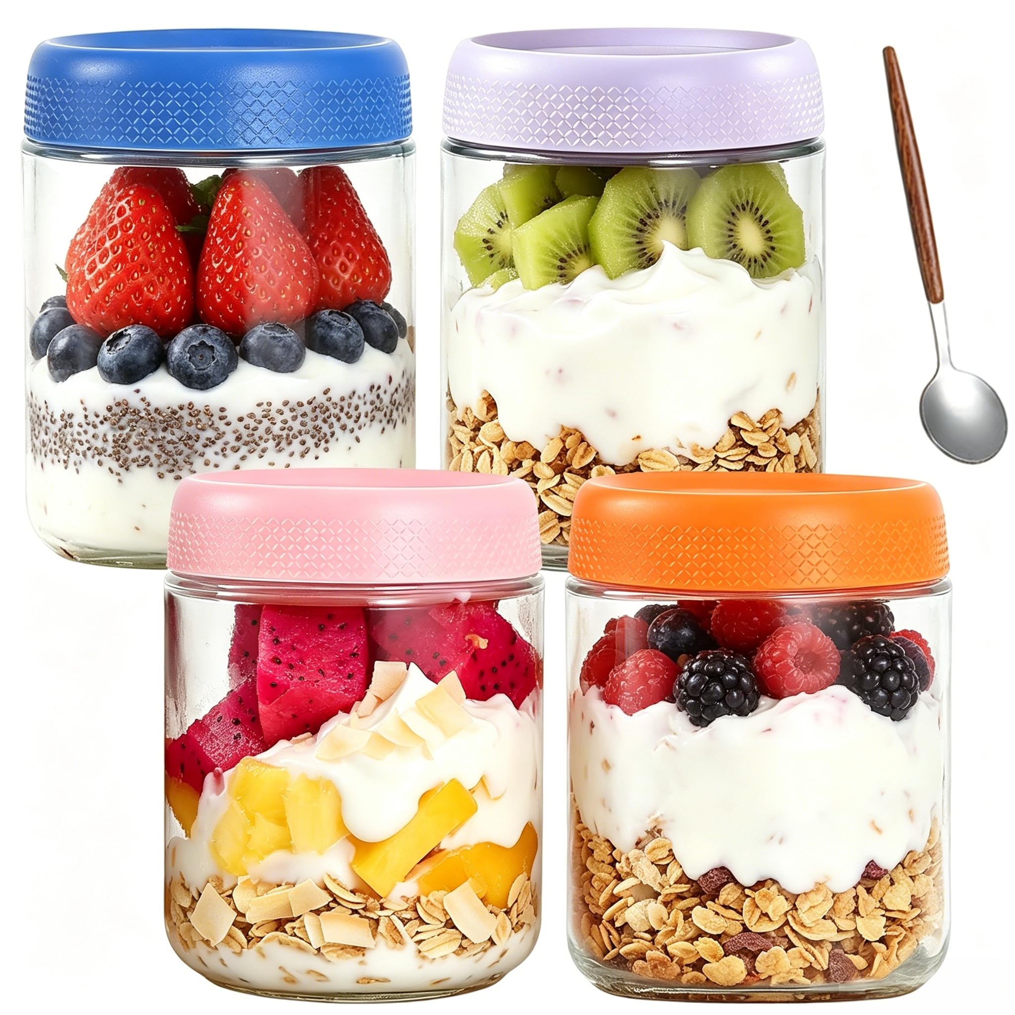 Liliume 6-pack Overnight Oats Gläser Farbmischset