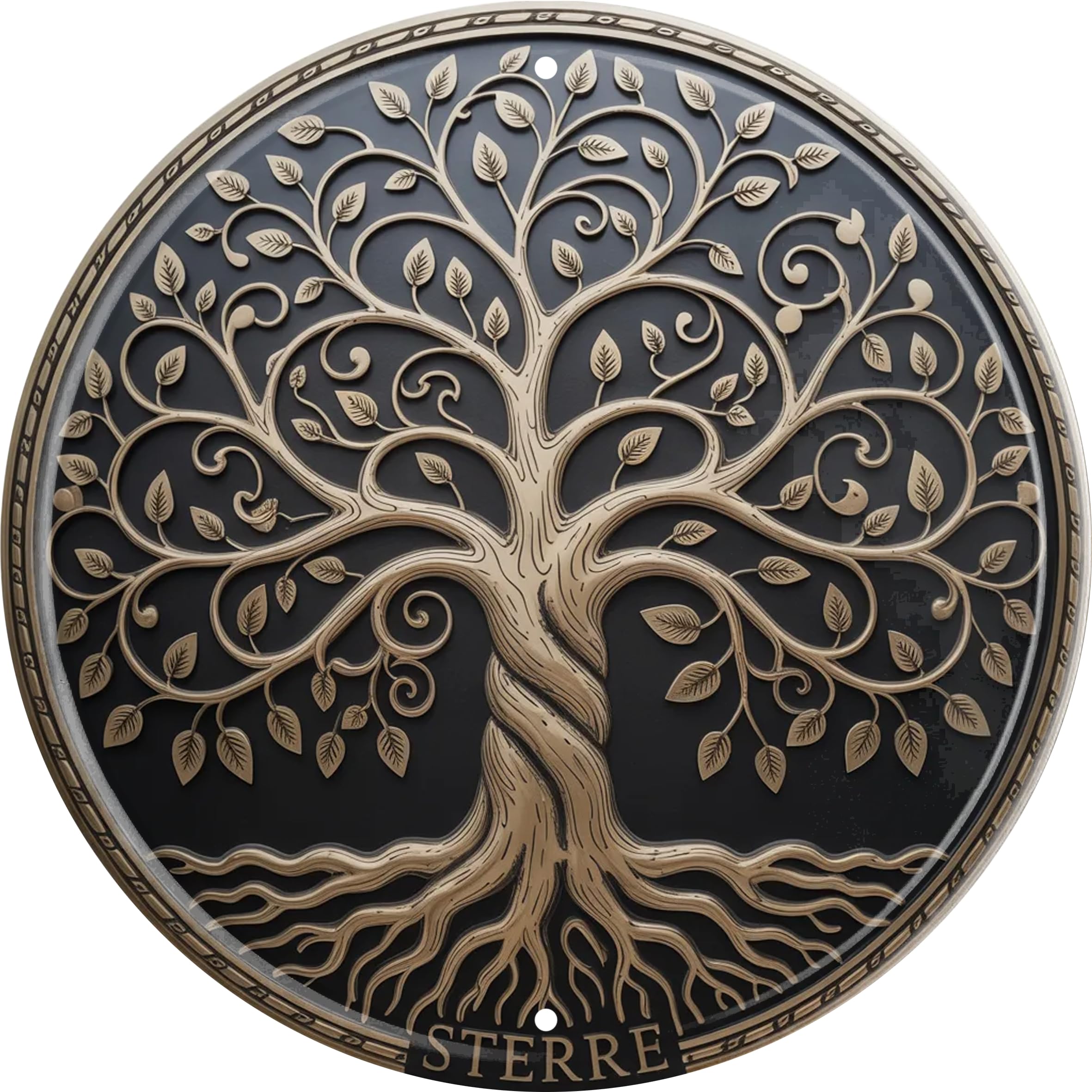 Tree of Life Metal Sign 8x8in Round Spiritual Plaque for Meditation Wall Decor Gift