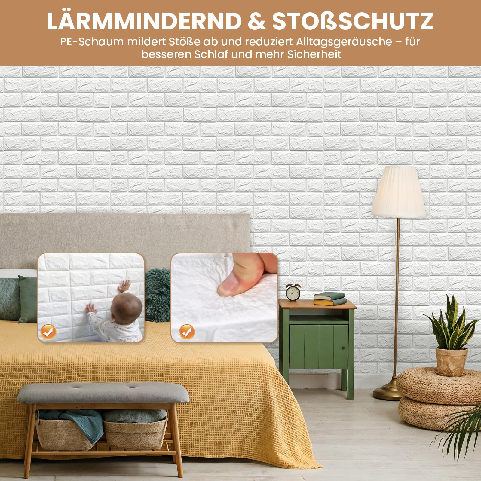 Bibykivn 3D-wandpanelen, zelfklevend, 10 stuks, steenlook, 35 x 38 cm, waterdicht, muurbehang, baksteenpatroon, voor woonkamer, slaapkamer, keuken, badkamer (rotskleur