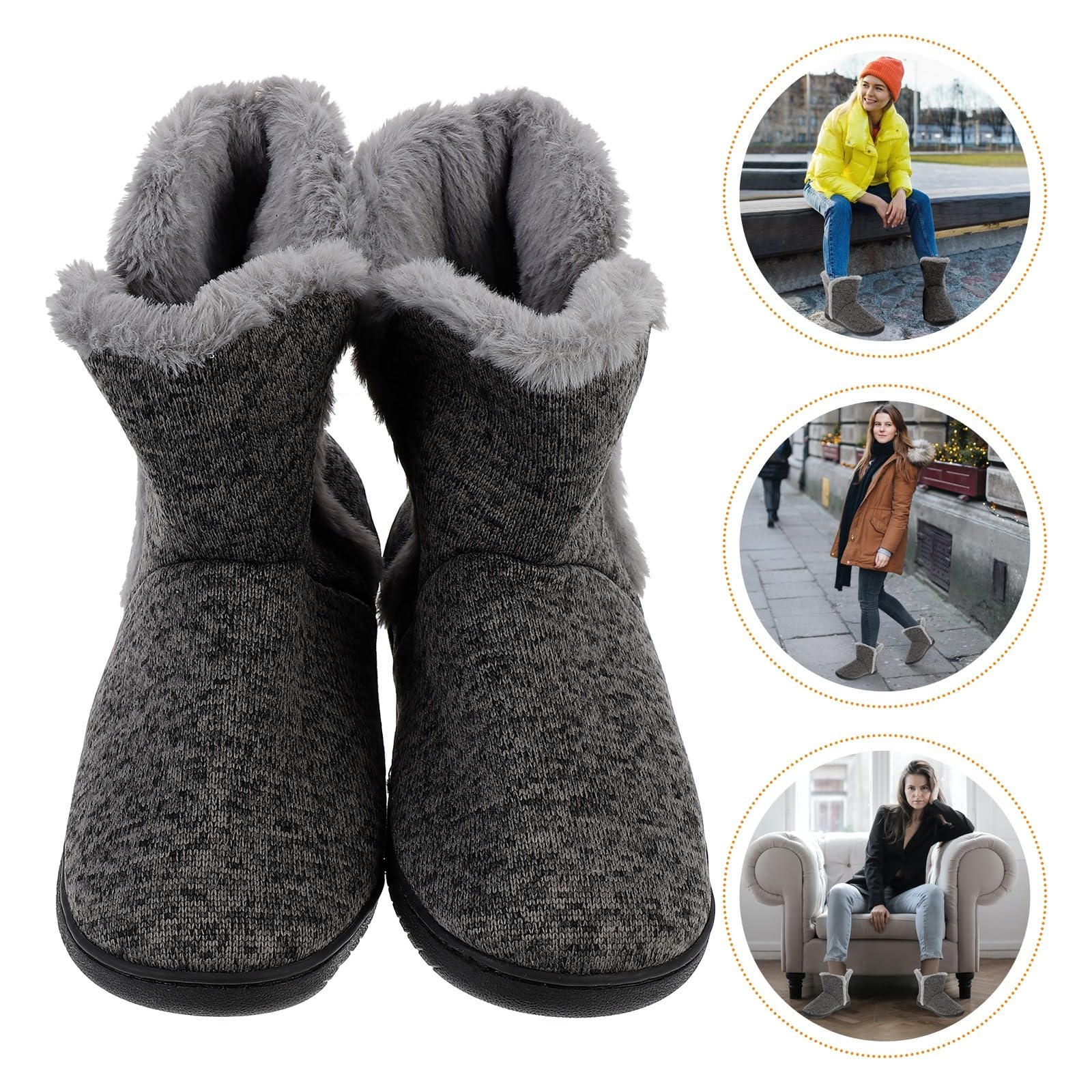 BESTonZON Pantoufles D'hiver Homme en Cachemire, Taille 43-44, 1 Paire