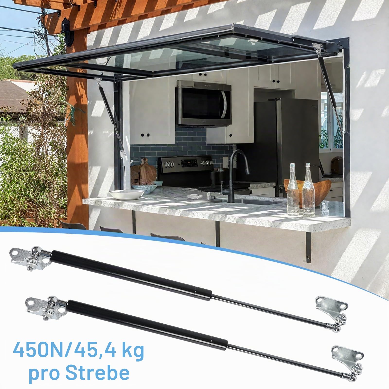 2 Stück Gasdruckfeder, Universal Schwerlast L-Typ Gasfeder Hydraulische Gasdruckdämpfer, Struts Shocks für Schwere Schranktüren, Kastendeckel, Anhänger Falltür (50cm 450N)