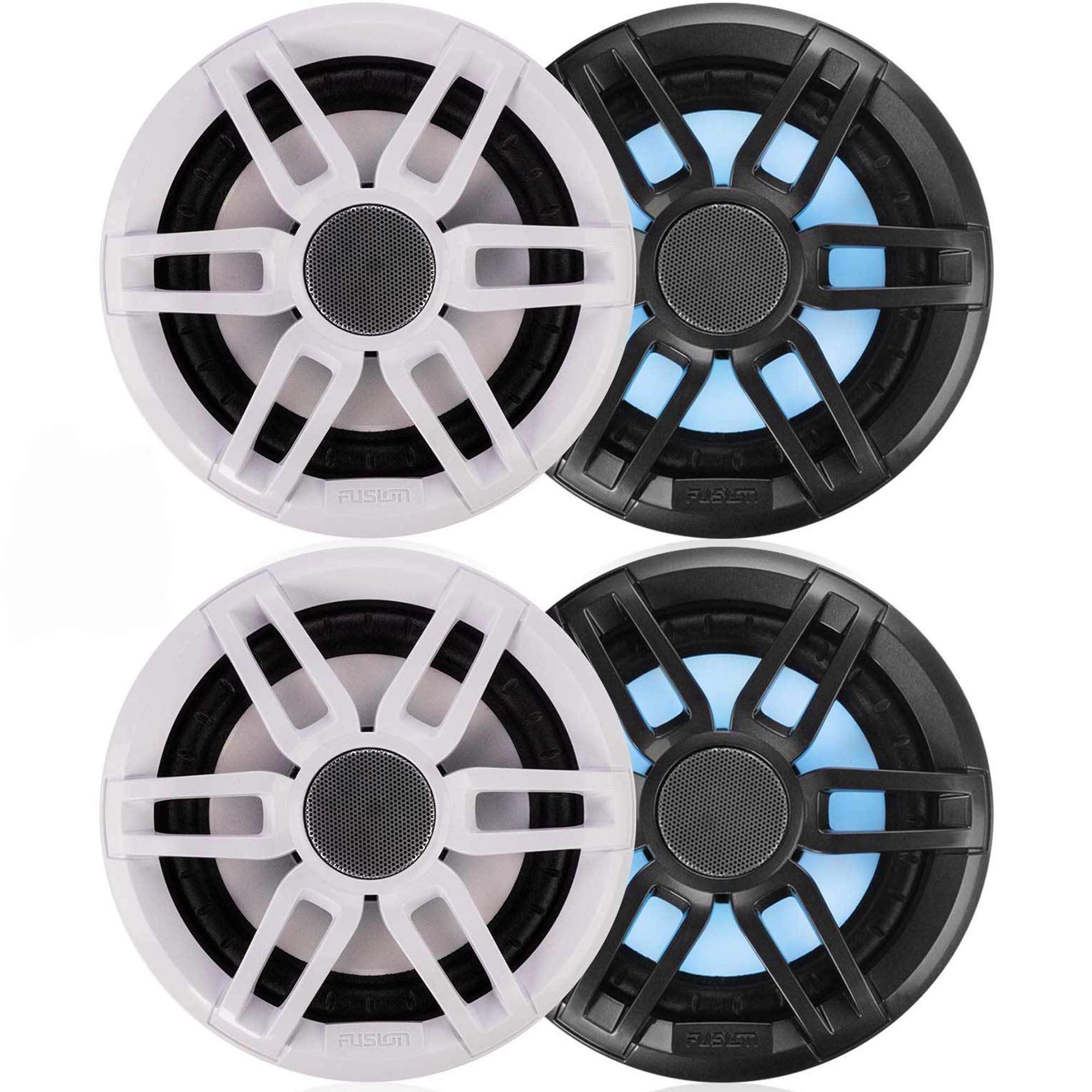 Fusion 2-Pairs XS-FL77SPGW XS Series 7.7" 240 Watt RGB Sports Marine Speakers White & Gray Grills Included