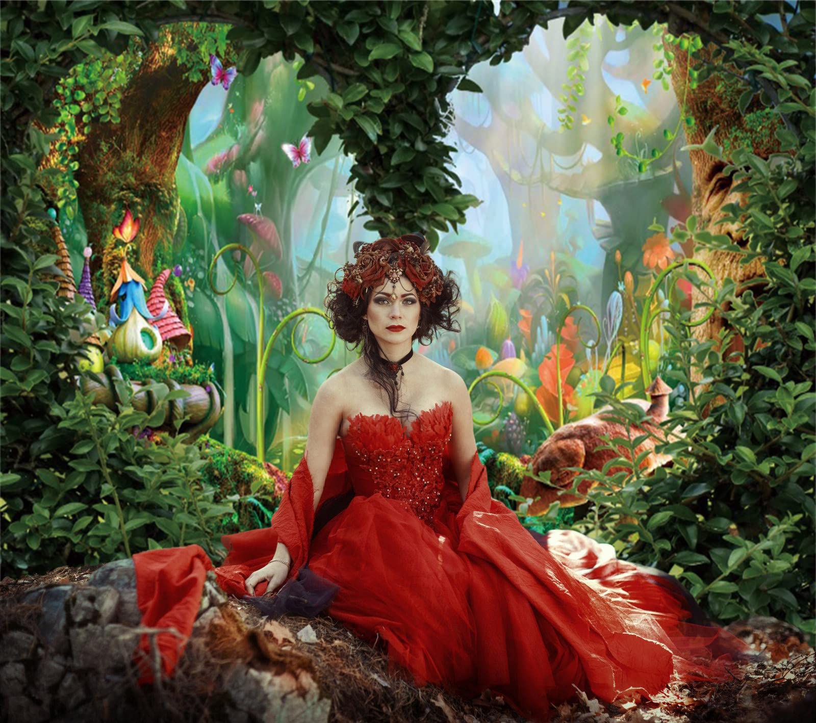 Aazon.co : Enchanted Forest Backdrop 10x8ft Spring Garden Fairytale
