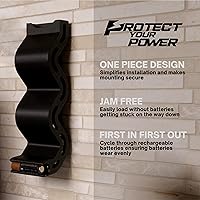 Vista 2 de Combo de conducto de batería AA y AAA, organizador de batería de montaje en pared - Negro