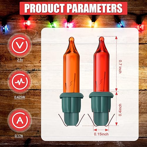 Miniatura 2 de Mudder 800 mini bombillas de repuesto para árbol de Navidad, 2.5 V, incandescentes, luces de vidrio con base, decoración de Navidad para interiores