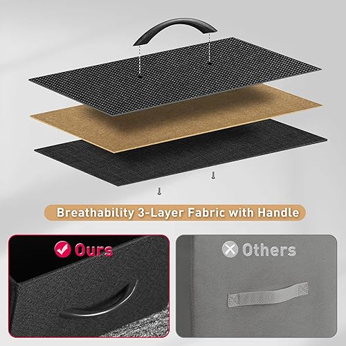 Miniatura 7 de Mifuro - Cómoda alta para dormitorio, torre organizadora de almacenamiento vertical con 6 cajones, cómoda con contenedores de tela, marco de acero,