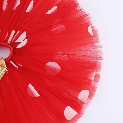 Miniatura 5 de IMEKIS Traje de 1er cumpleaños para bebé niña + falda tutú de lunares + diadema con orejas de ratón + sandalias para sesión de fotos